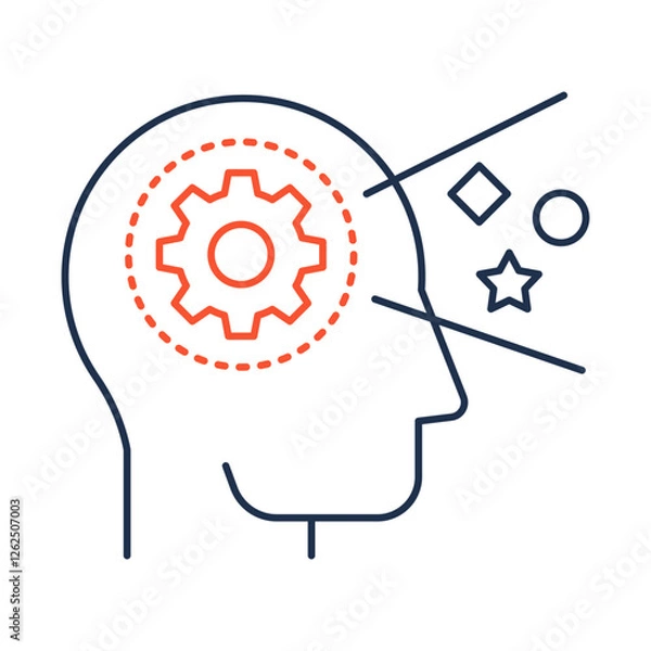 Obraz Perception line icon. Brain and Stars Representing the Ability to Understand, Interpret, and Respond to Information and Situations from Various Angles.Vector icon.