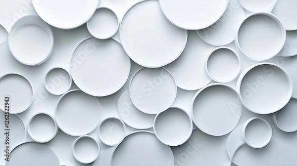 Obraz Elegant White Abstract Background Featuring Softly Blurred Circles Creating a Dreamy and Ethereal Atmosphere Ideal for Modern Design Projects and Minimalistic Aesthetic Visuals