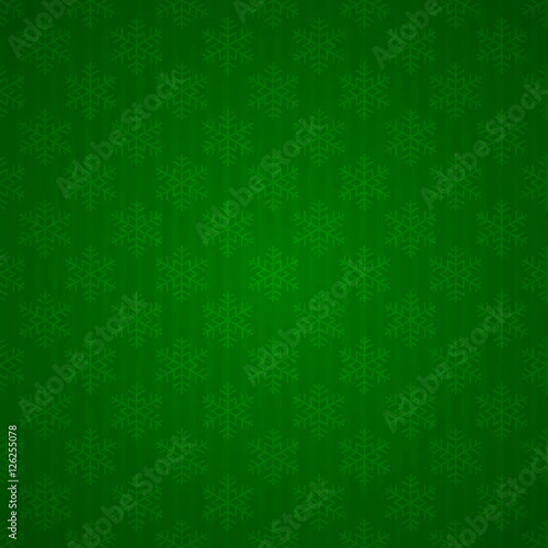Fototapeta Seamless green background with snowflakes