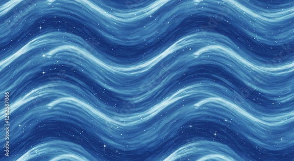 Obraz Dreamy blue waves dance under a starry night sky