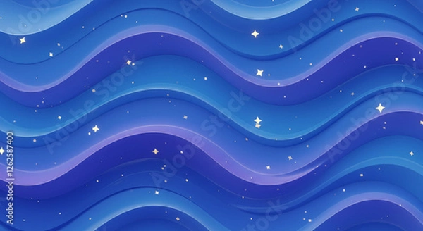 Obraz Dreamy blue waves swirl under a starry night sky