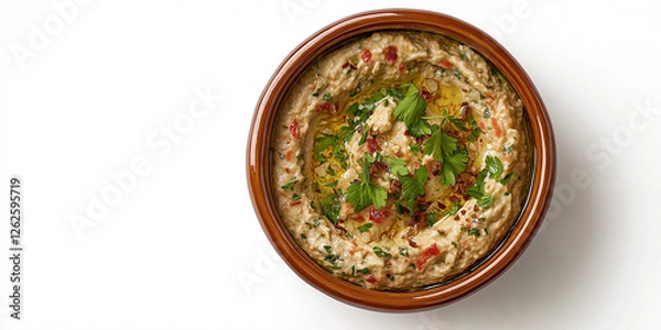 Fototapeta Baba Ghanoush on White Background