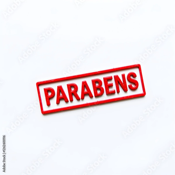 Fototapeta Parabens text stamp red rubber stamp on white background. Generative AI