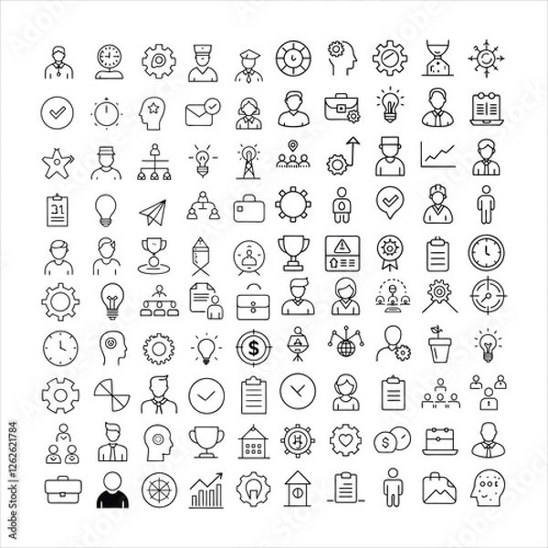 Obraz Modern Thin Line Icons Set of Human Productivity – Minimalist Vector Design
