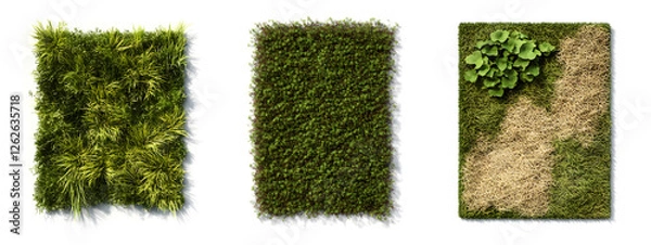 Fototapeta Different types of grass wall panels, in various styles and sizes
