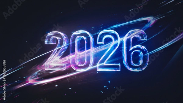 Obraz Futuristic 2026 design with vibrant light trails and cosmic elements