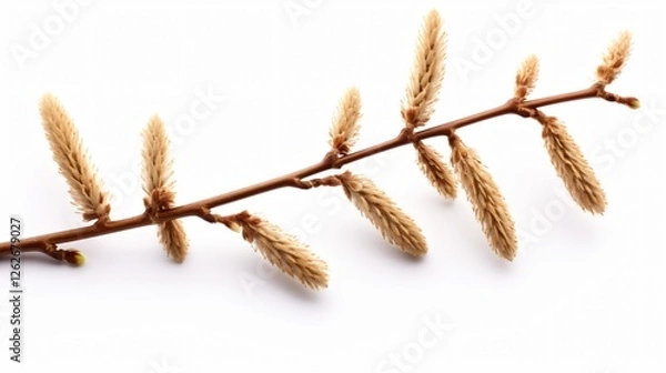 Obraz Isolated Willow Catkins on White Background