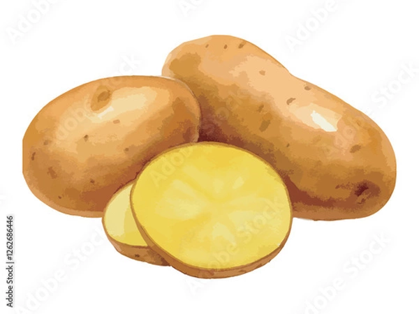Obraz じゃがいもの水彩風イラスト　生成AI
