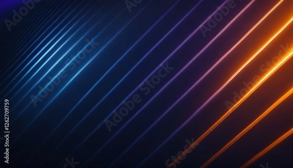 Fototapeta Dark blue abstract gradient background with ultraviolet neon glow, blurry light lines and waves