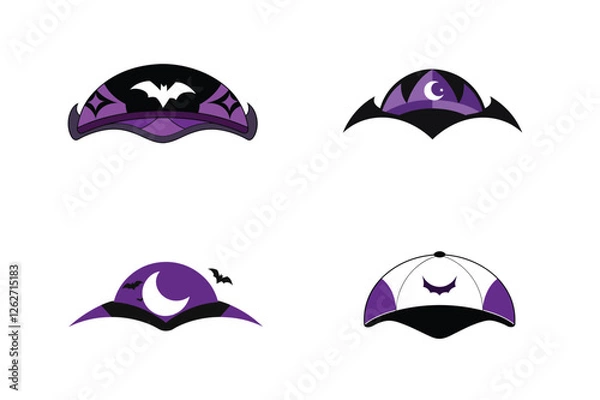 Obraz Halloween cap vector illustration set