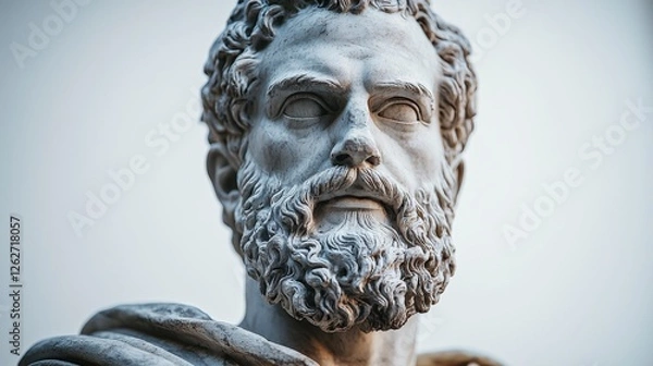 Fototapeta The bust of a noble Greek figure radiates dignity and wisdom, with intricate details that embody the essence of Greek philosophy and artistry in ancient times.