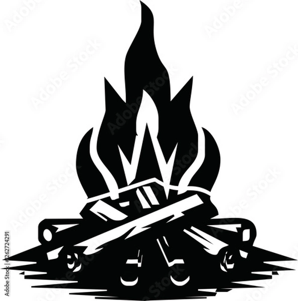 Fototapeta Campfire / bonfire flat vector icon for travel apps and websites