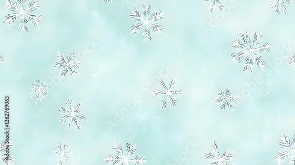 Fototapeta High Quality Seamless Winter Pattern with Snowflakes in Blue