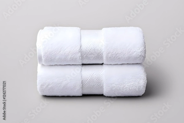Fototapeta Rolled white towel, spa element, isolated on white background