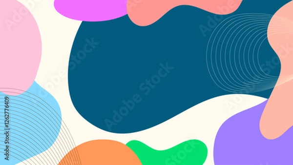 Fototapeta ABSTRACT BACKGROUND HAND DRAWN ORGANIC SHAPES WITH COLORFUL FLAT DESIGN VECTOR TEMPLATE FOR WALLPAPER, COVER DESIGN
