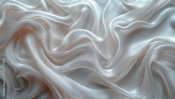 Obraz Abstract White silver fabric silk background. White satin texture. Beautiful soft white pattern natural wave texture background. White silver fabric silk panorama background