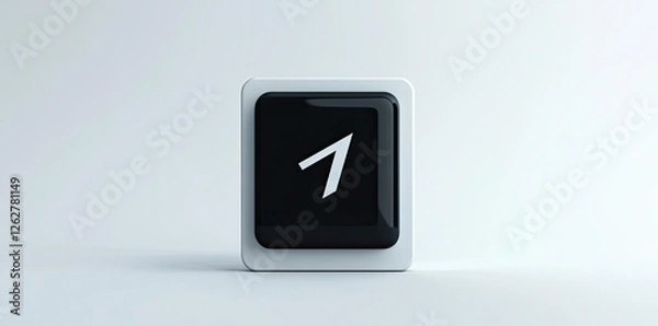 Fototapeta Modern Minimalist White and Black Number One Button Digital Interface Design Element