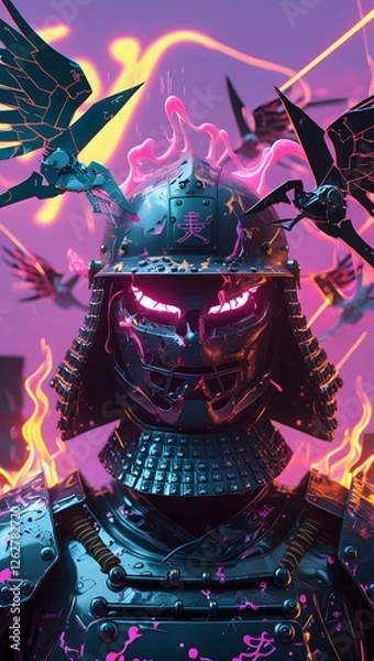 Obraz Chines face with mask generated with ai