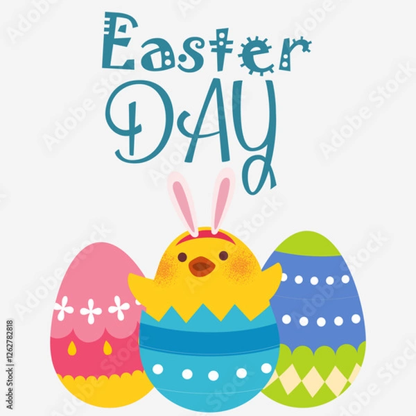 Obraz Happy Easter Background Egg Decoration Greeting Card Vector Illustration