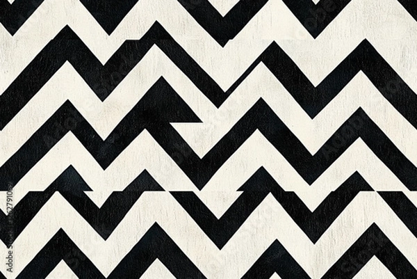 Fototapeta Minimalist black and white zigzag stripes, perfect for modern design, textures, patterns