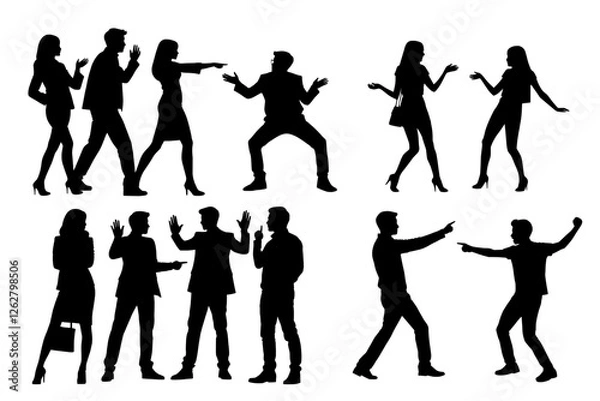 Obraz shadow shilloute People are showing haggle argue polemic gestures