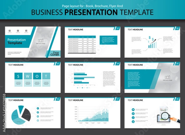 Fototapeta Page layout design for presentation and brochure and book template with infographic elements design
