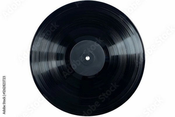 Fototapeta Black vinyl record on solid white background. Neural network AI generated