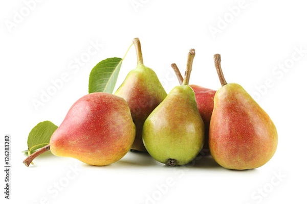 Fototapeta Ripe pears isolated on a white