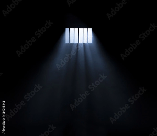Fototapeta Światło przechodzące przez zakazane okno z mgłą