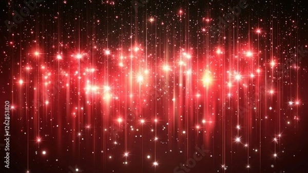 Fototapeta Red Glowing Light Background with Vertical Lines and Sparkle