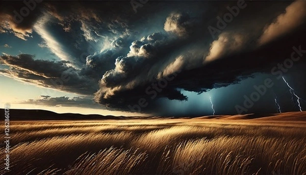 Obraz Storm Over Golden Fields – Dramatic Landscape