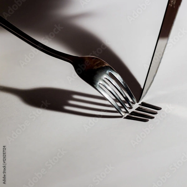 Fototapeta Knife and fork in a sad relationship