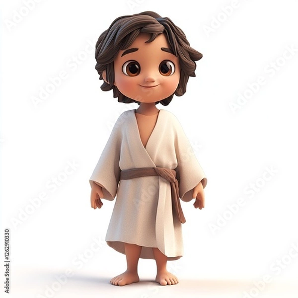 Fototapeta A detailed illustration of Jesus Christ with a pure white background, emphasizing his divine presence, love, and serenity.

