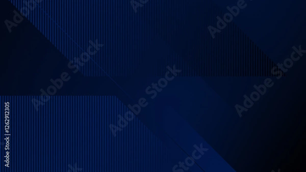 Obraz Premium dark navy blue striped background. Business elegance cover. Geometric banner with diagonal stripes. Linear glossy matte gradient. Modern trendy black creative BG. Office luxury deluxe cover BG