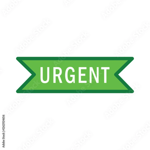 Fototapeta urgent green ribbon, icon, flat, design, vector, illustrations, education, style, trendy, collections