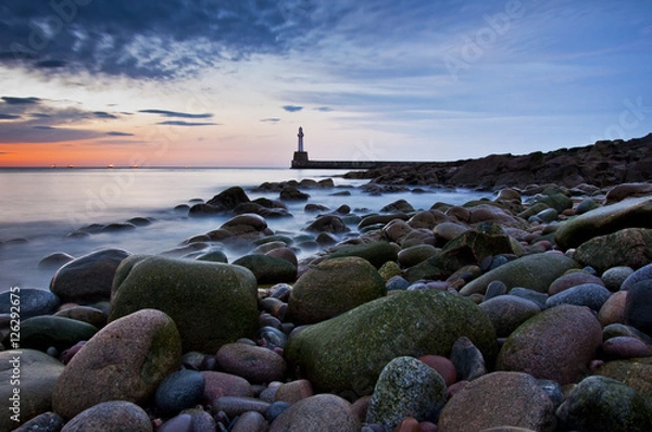 Obraz Lighthouse in Aberdeen- Scotland long exposure photo - panorama