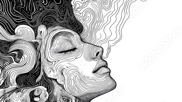 Fototapeta Tranquil Depiction of Hypnagogic Concepts in a Serene Scene of Abstract Thoughts and Feelings