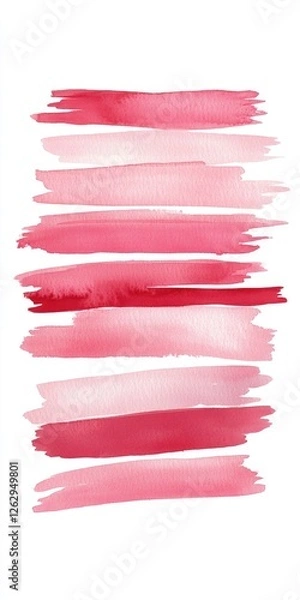 Fototapeta Watercolor Brush Strokes Textured Background Painted smudges lipstick smudge in red and pink