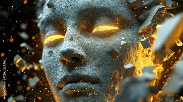 Fototapeta Fragmented Face: A Digital Mosaic of Transformation