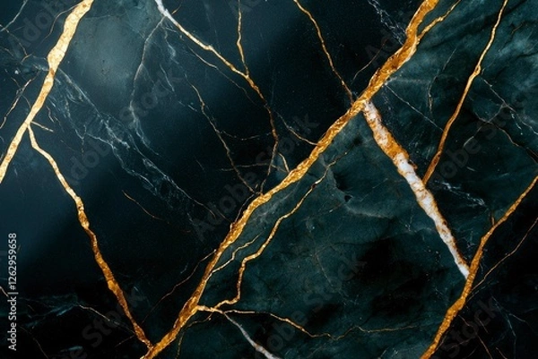 Fototapeta Dark marble surface with golden veins. Background Abstract design. Use Decorative material texture