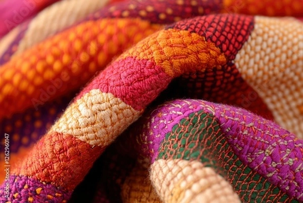 Obraz Close-up vibrant fabric patchwork, colorful texture