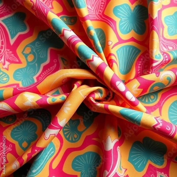 Fototapeta photo of trendy vibrant fabric with creative patterns long exposure time photography mystic enchanting environment gentle color contrasts dreamlike atmosphere ethereal quality capturing motion or l