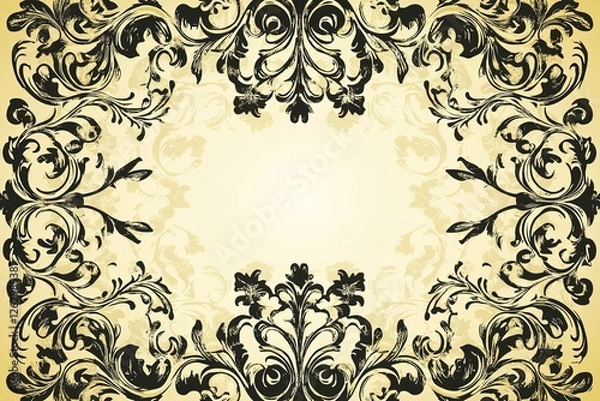 Fototapeta Frame vintage border floral vector design