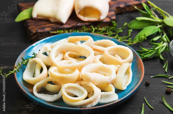 Fototapeta Boiled squid rings
