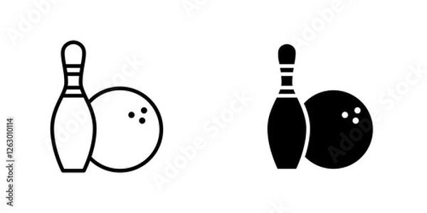Fototapeta Bowling vectors icons set in filled and strokes on white background