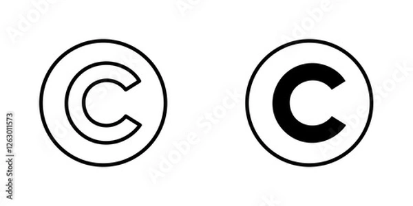 Fototapeta Copyright vectors icons set in filled and strokes on white background