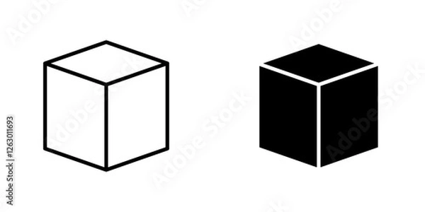 Fototapeta Cube vectors icons set in filled and strokes on white background