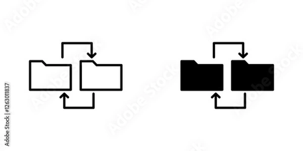 Fototapeta Data transfer vectors icons set in filled and strokes on white background