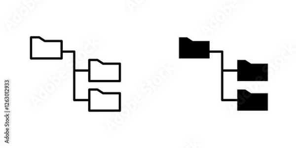 Fototapeta Folder tree vectors icons set in filled and strokes on white background