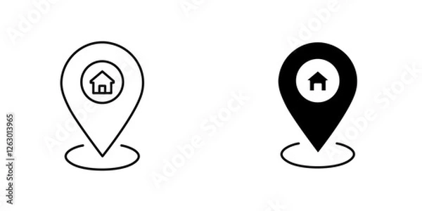 Fototapeta Home location vectors icons set in filled and strokes on white background